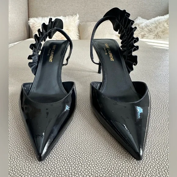 Saint Laurent Edie Patent Leather and Snakeskin Pump - Picture 6 of 11